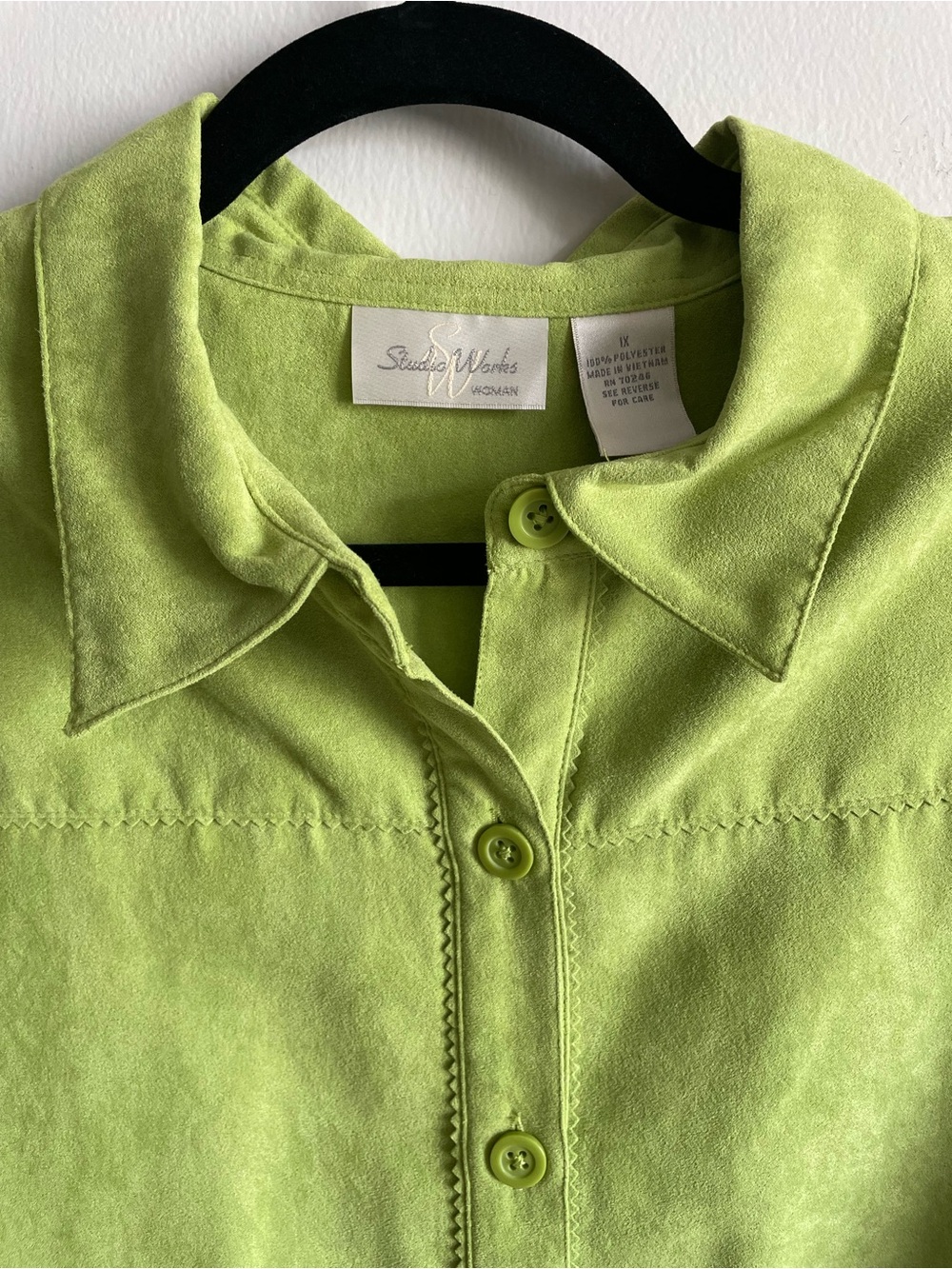 Studio Works shacket lime green micro suede western 1X - Picture 2 of 7
